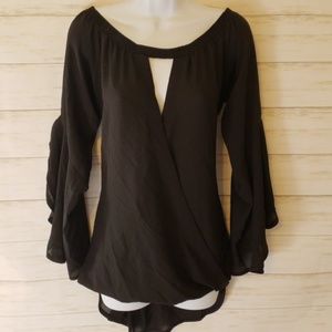 Black tunic with bell sleeves